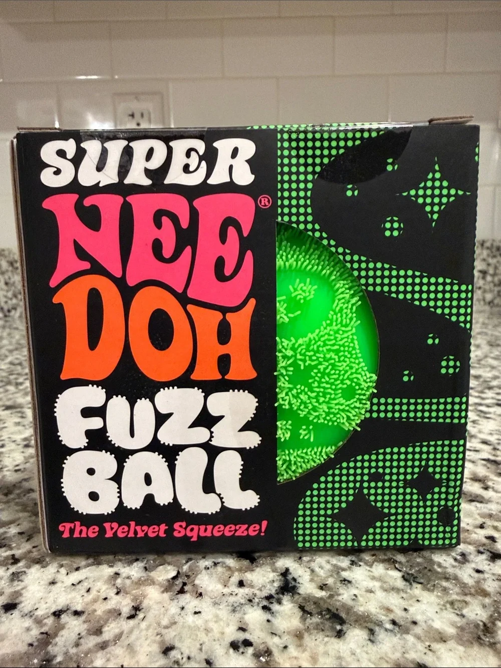 SUPER Needoh Fuzz Ball The Velvet Squeeze! - Green